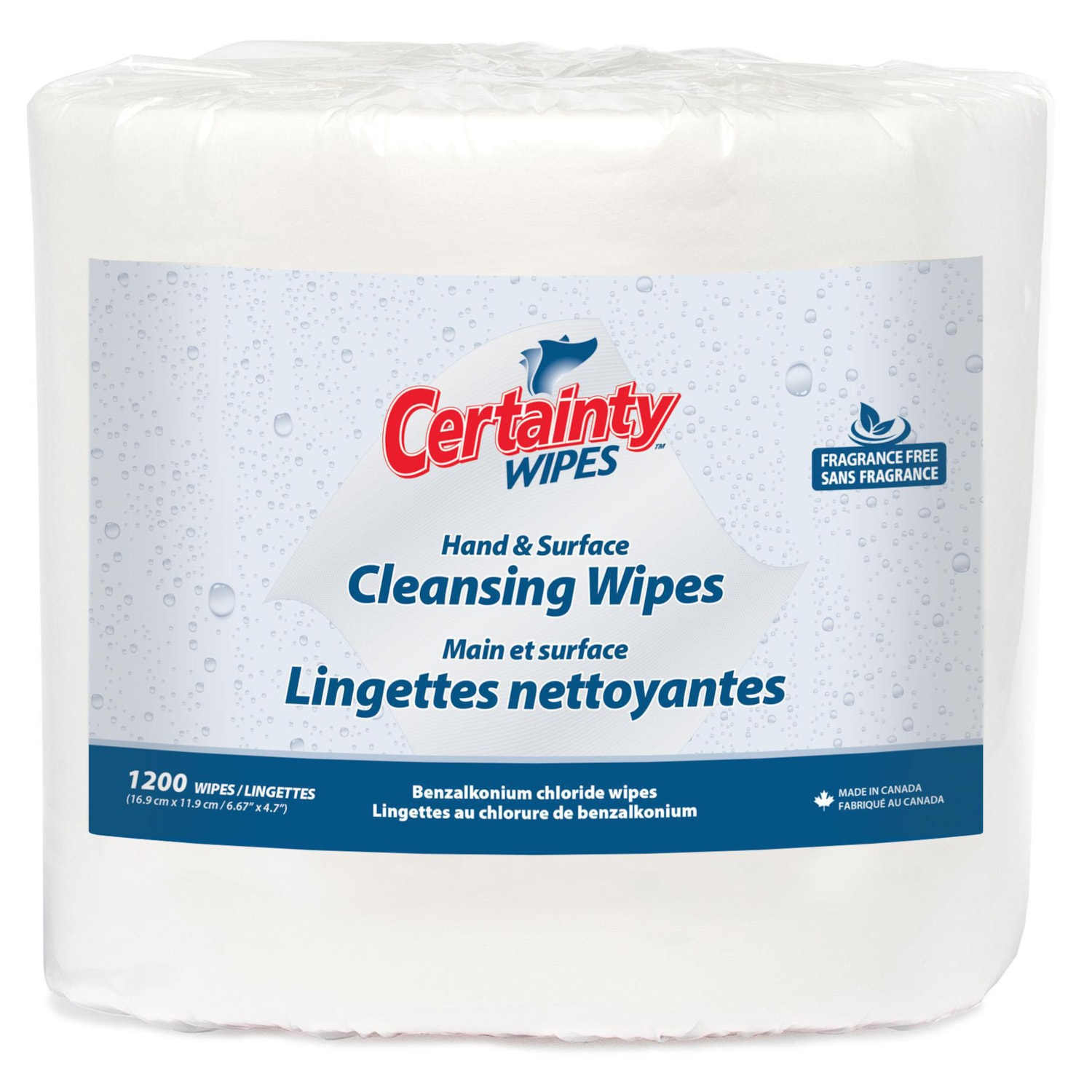 Certainty Hand and Surface Cleansing Wipes, Roll of 1,200 Wipes, Case