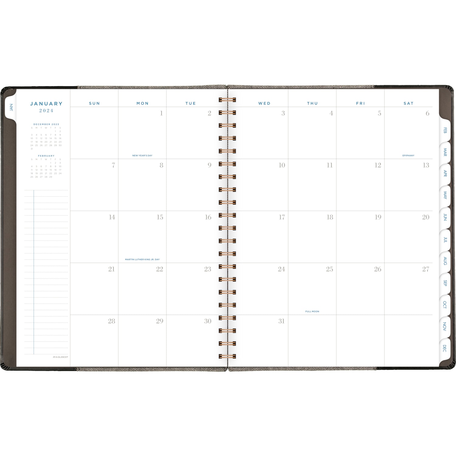 AtAGlance Agenda hebdomadaire/mensuel en similicuir noir et