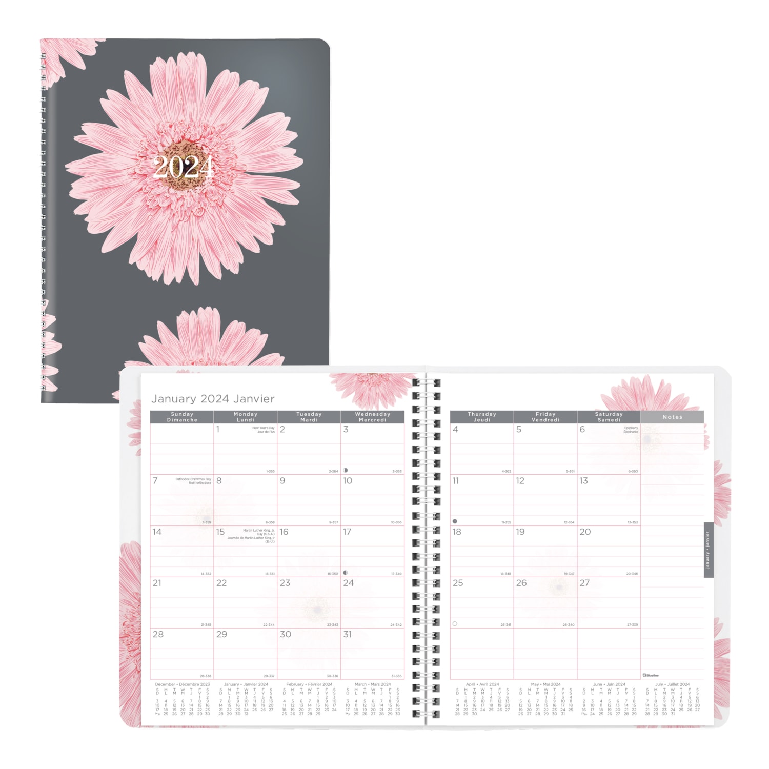 Blueline Pink Ribbon 14 Month Monthly Planner Pink 8 7 8 X 7 1 8 December January