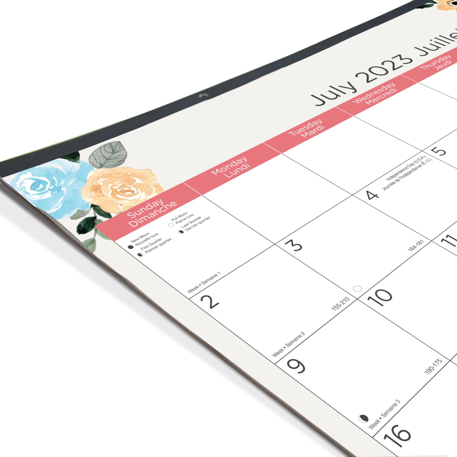 Blueline 18Month Monthly Desk Pad Calendar, Blossom, 22'' x 17'', July