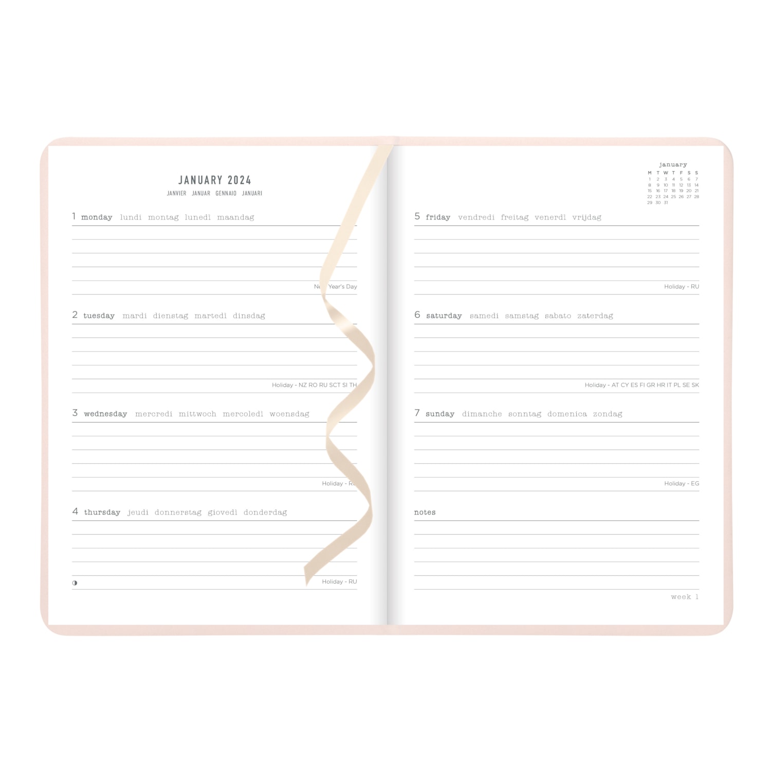 Letts Conscious 12Month Weekly/Monthly Planner, Rosewater, 81/4'' x 57/8'', JanuaryDecember