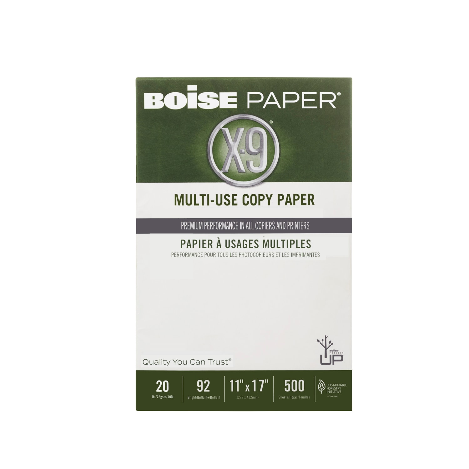 Boise X9 MultiUse Copy Paper, Tabloidsize (11" x 17"), 20 lb., White