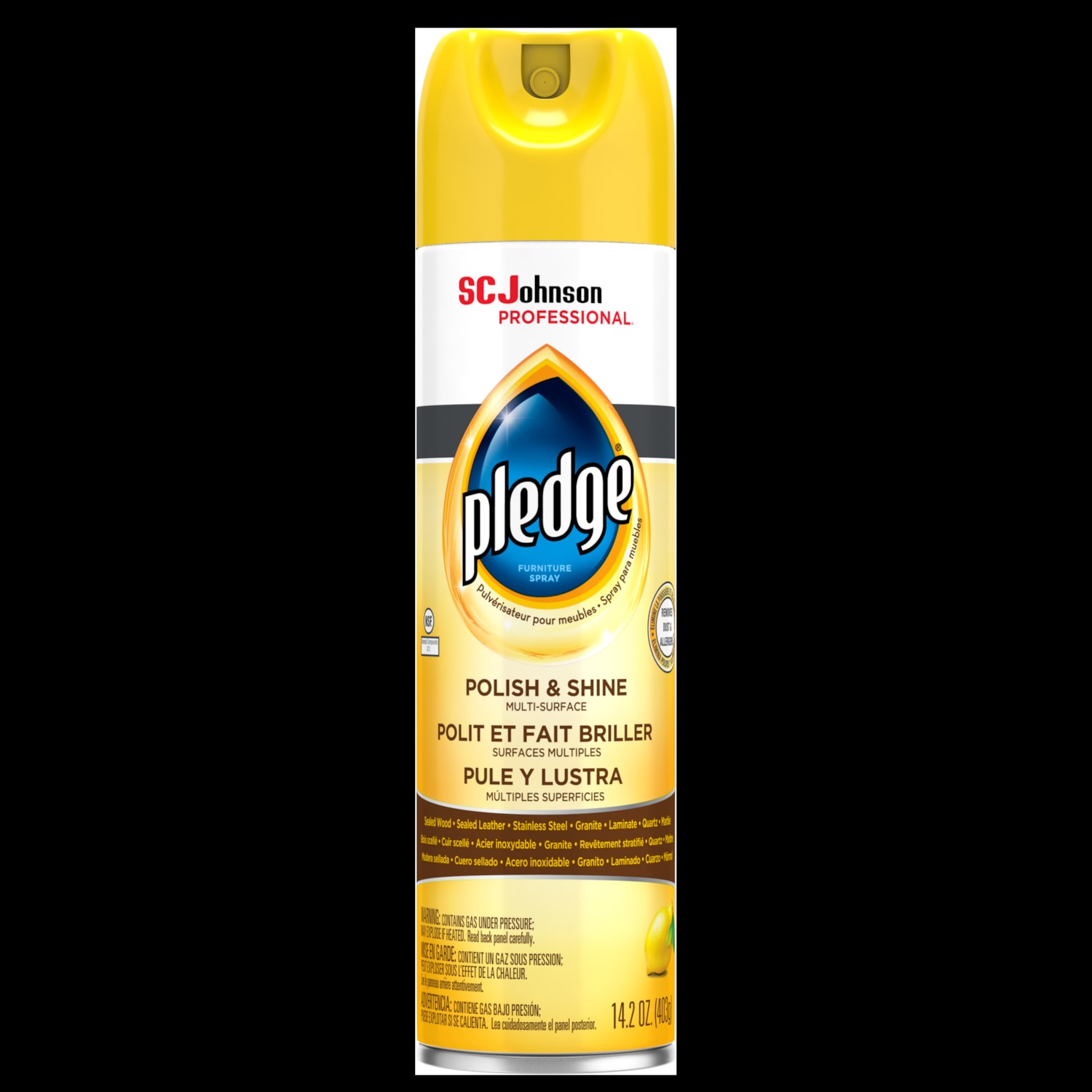 Pledge Furniture Polish, Aerosol, Lemon Scented, 403 g Grand & Toy