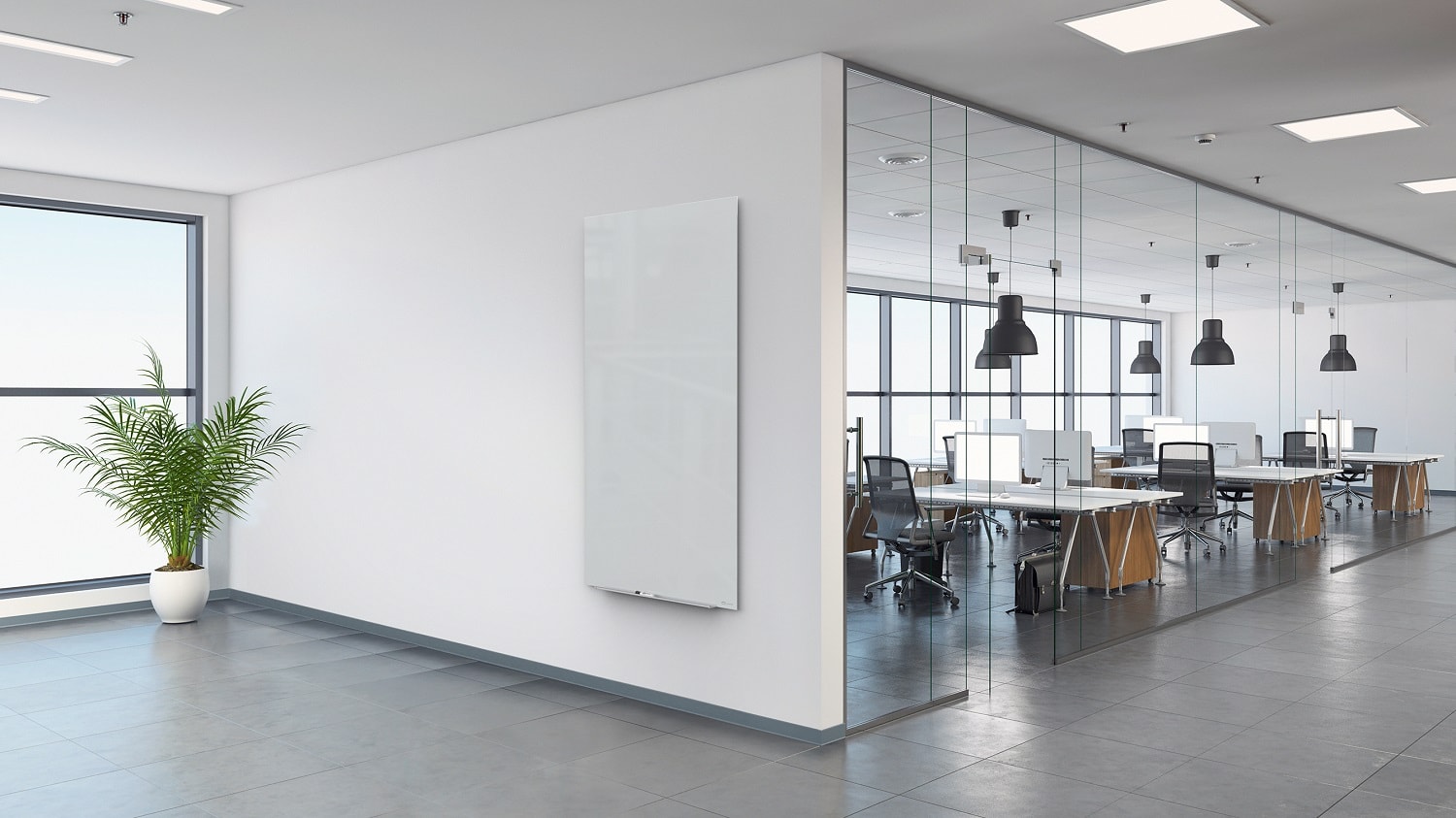 Quartet InvisaMount Glass DryErase Board, 28" x 50", Vertical, White Surface