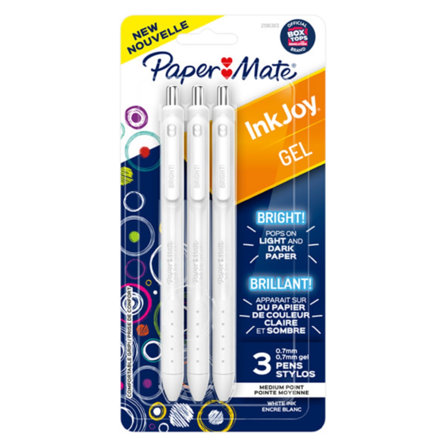 Paper Mate InkJoy Bright Pens, Gel Pens, 0.7mm, Retractable, White Ink ...