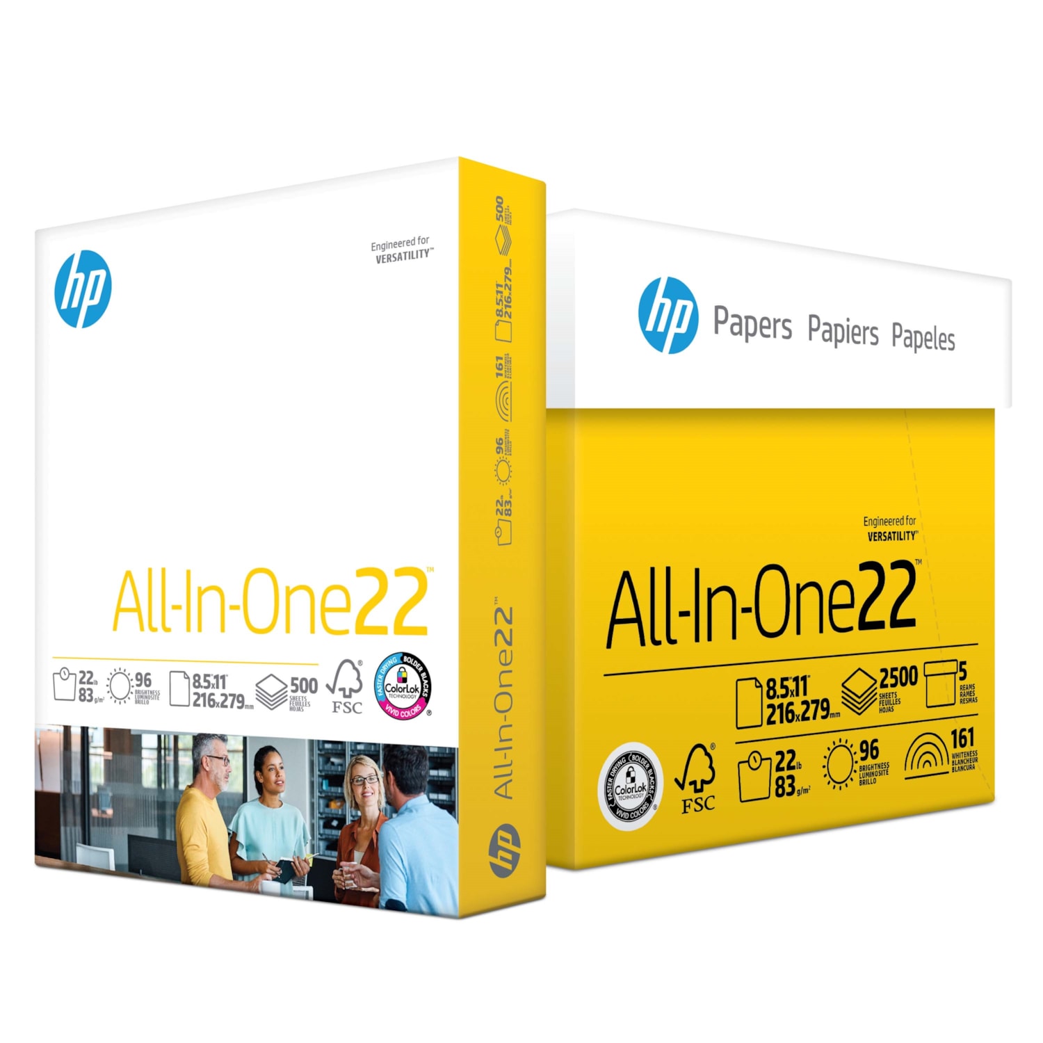 HP All-in-One22 Copy Paper, Letter size (8.5 x11) 22#, White, Pack of ...