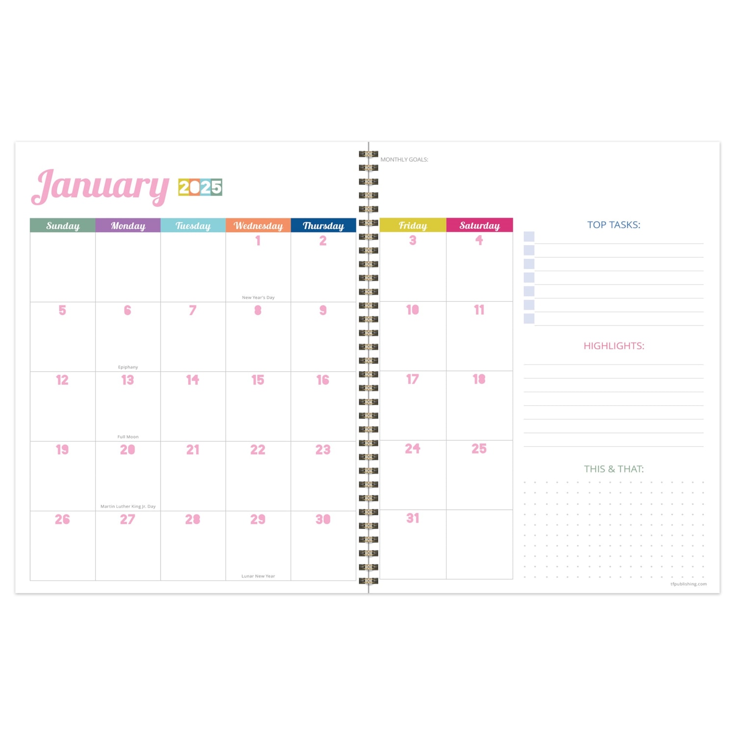 TF Publishing 2025 Cobalt Dots Large Weekly Monthly Planner Grand & Toy