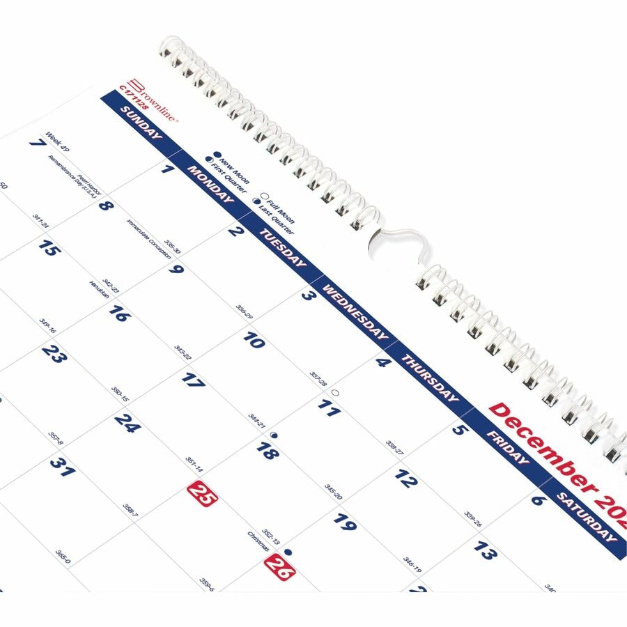Brownline 2026 14Month Wall Calendar 3Month View On Each Sheet