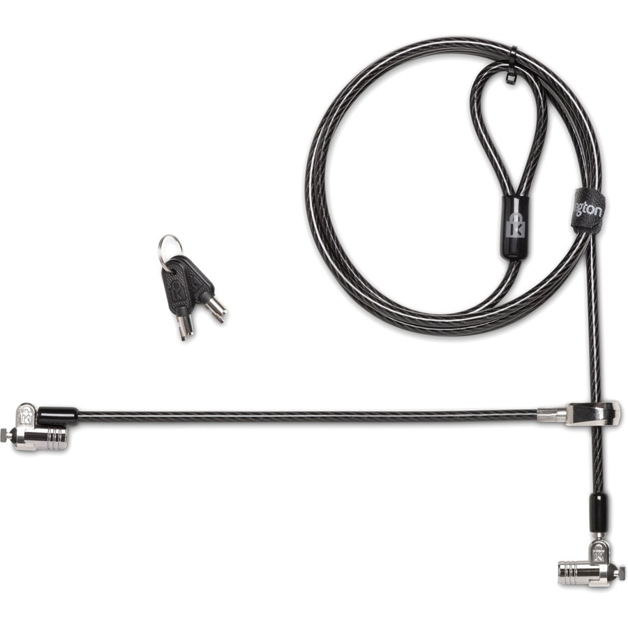 Kensington K65020EU - Microsaver 2.0 Laptop Keyed Padlock with Cable Made of Steel and Carbon, 10mm Heavy Head and T-Bar Technology on Lock, 1.8m Long, Grey