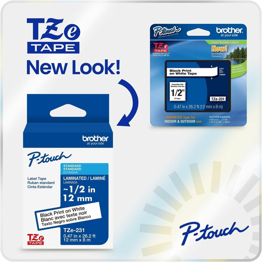 thumbnail image 2 of Compatible TZ-221 Label Tape – Black On White, 3/8" X 26.2ft – For Brother P-Touch 2 of 6
