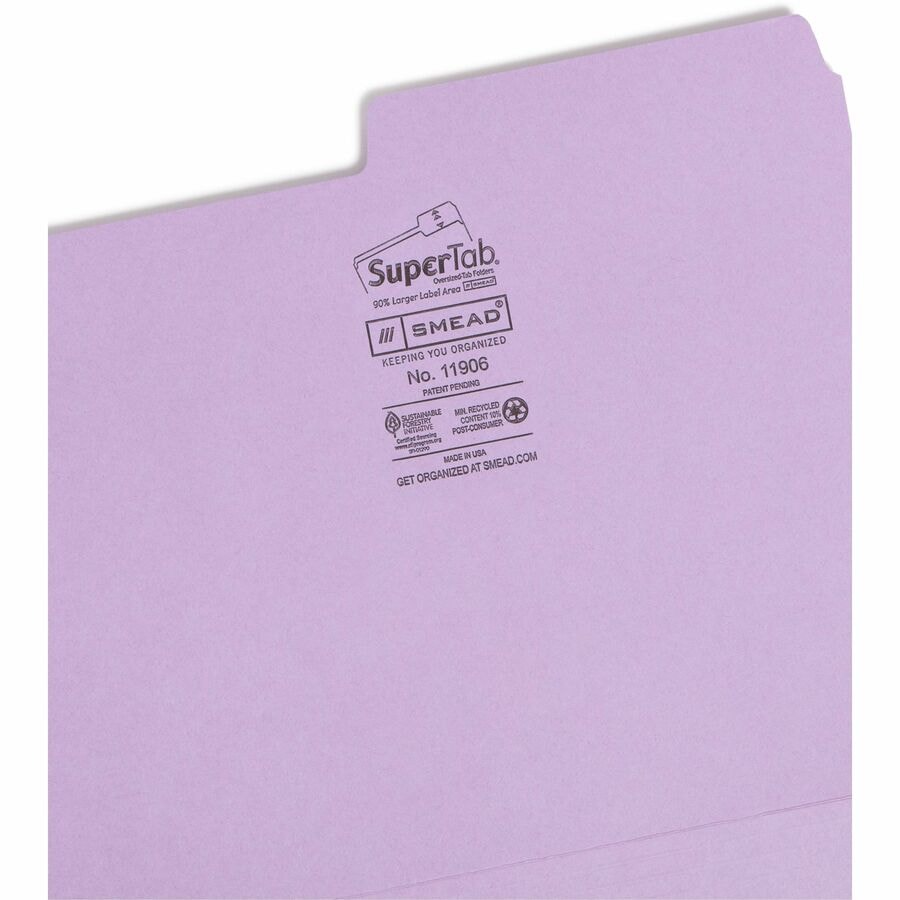 Supertab Folder Smead SuperTab 1/2 Letter Recycled Top Tab File Folder - 3/4