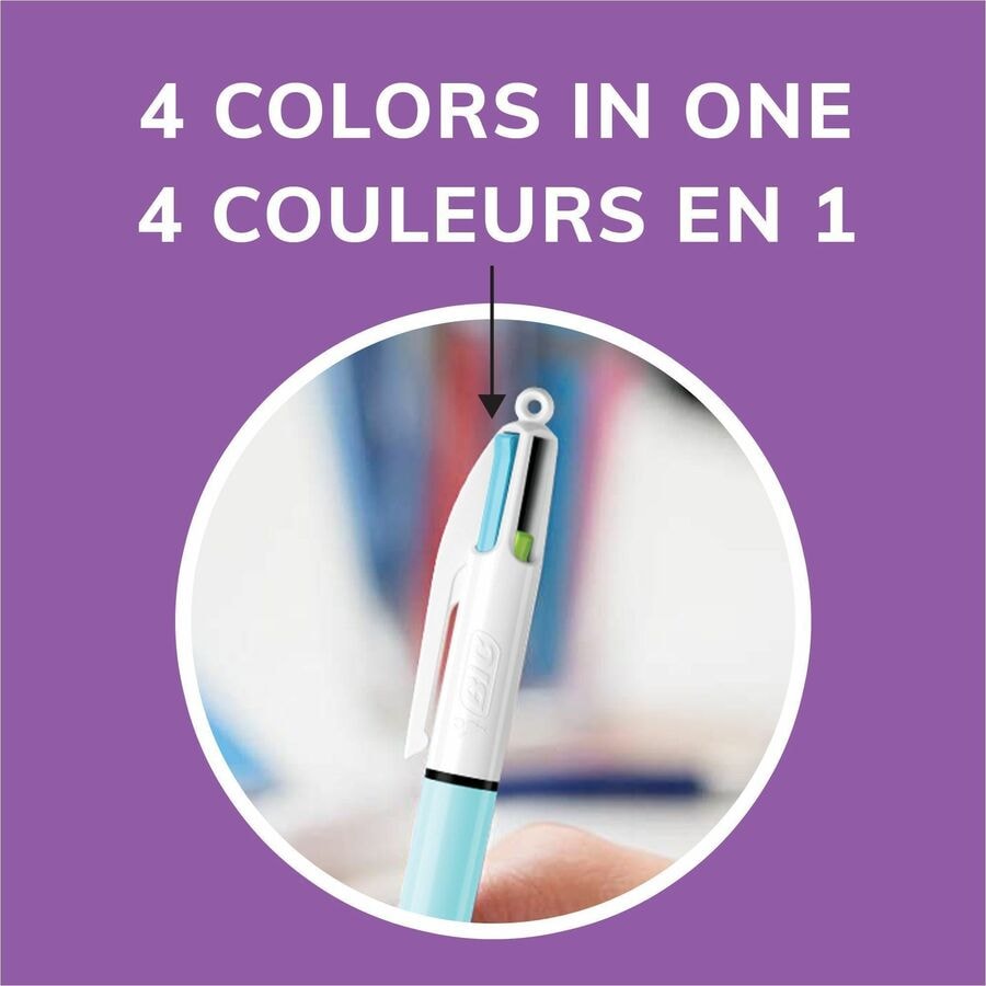BIC 4-Color Fashion Retractable Ball Pen, Assorted, 1 mm (0.04