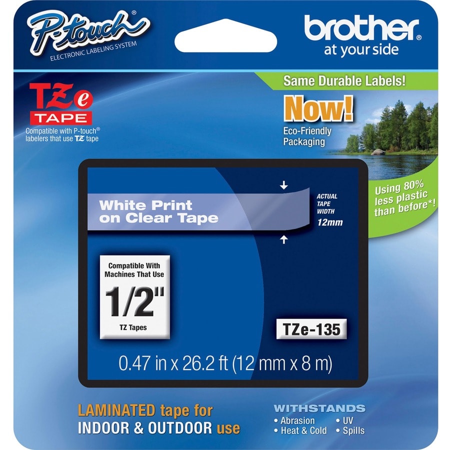 Brother P-touch TZe Laminated Tape Cartridges - 1/2