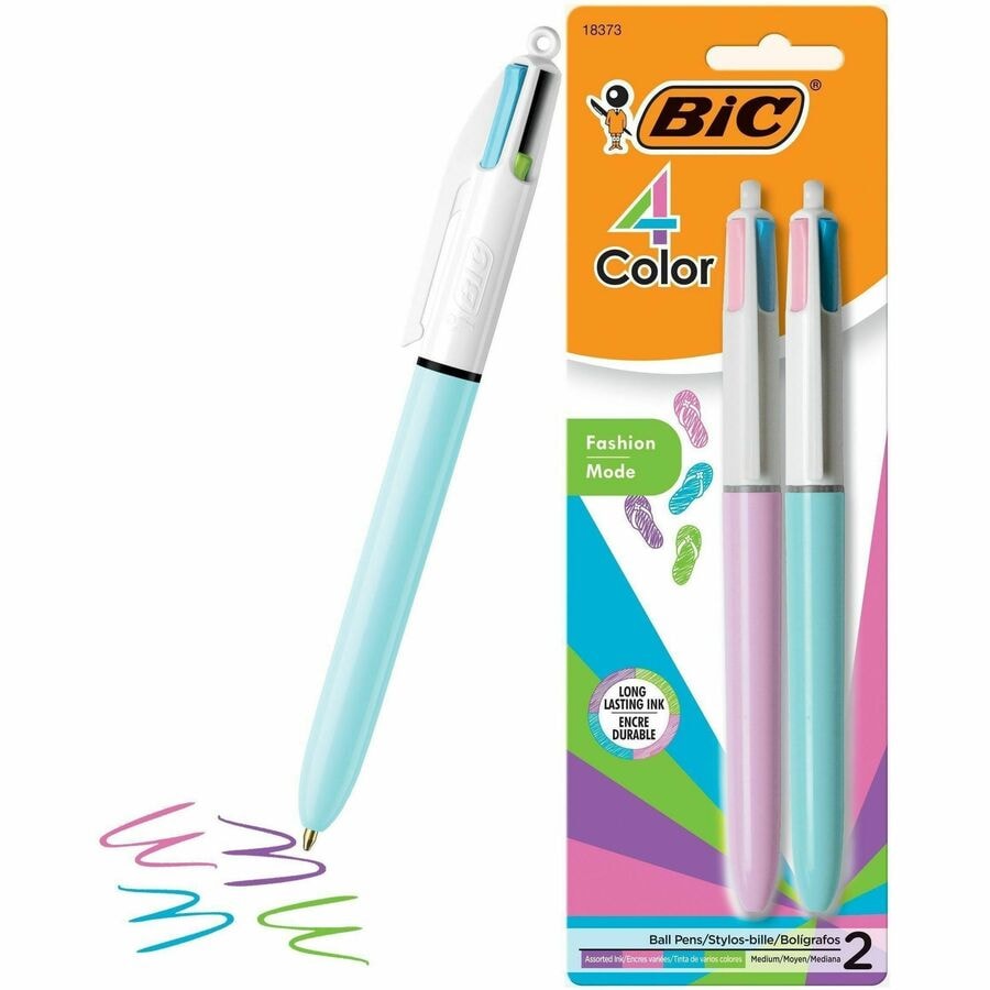 BIC 4-Color Fashion Retractable Ball Pen, Assorted, 1 mm (0.04