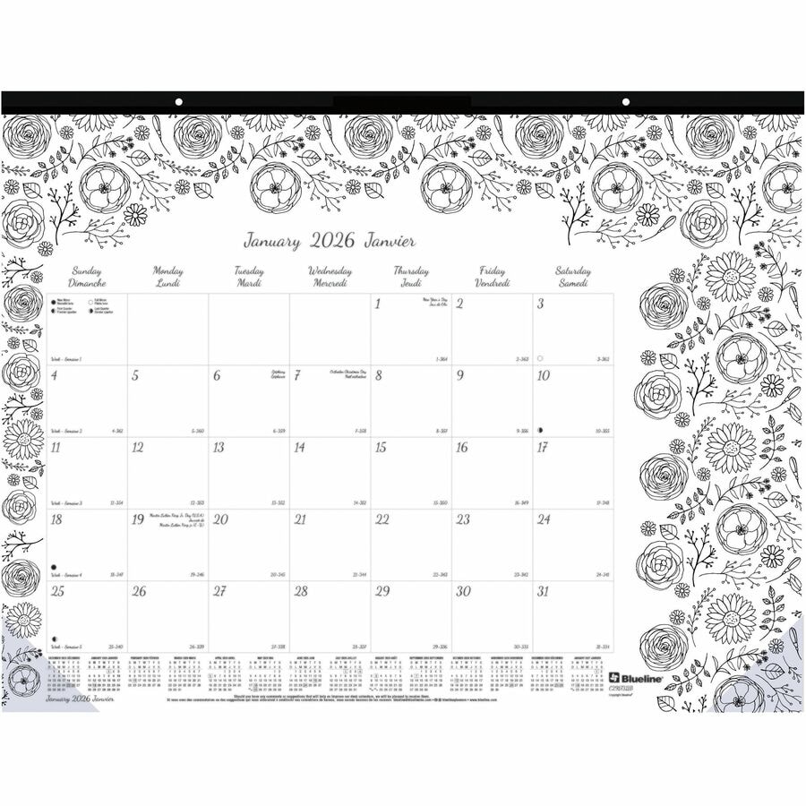 Blueline 2026 DoodlePlan 12Month Monthly Colouring Desk Pad/Calendar