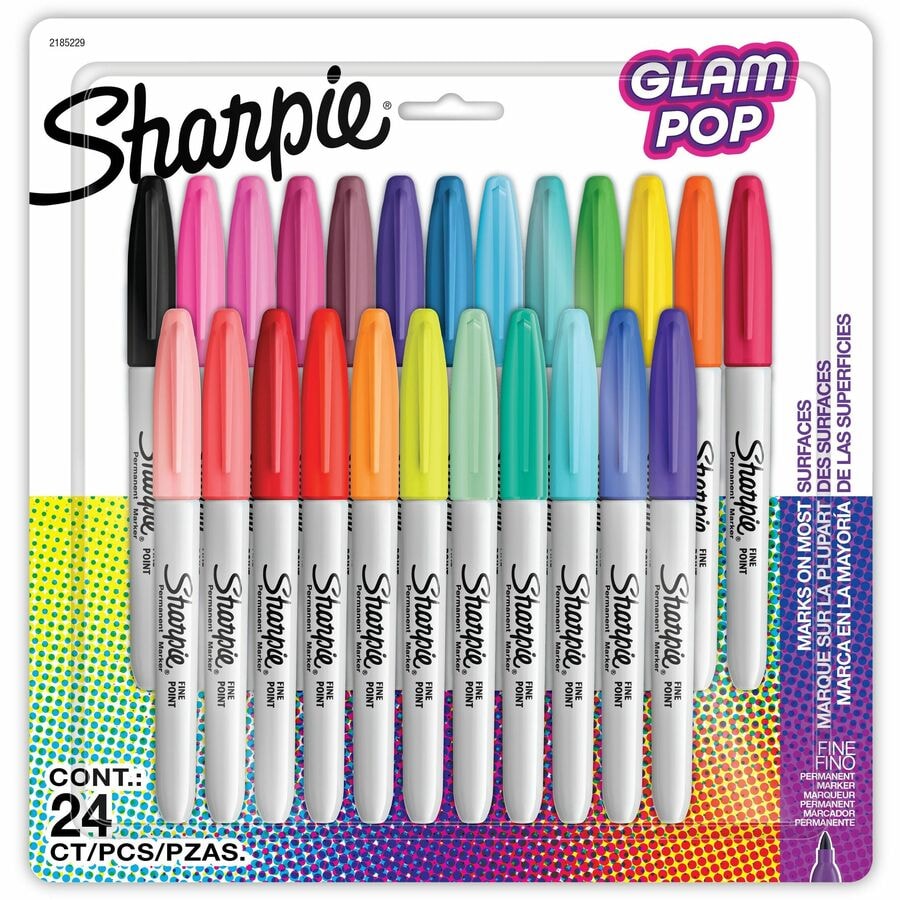 Sharpie Glam Pop Permanent Markers Fine Marker Point Assorted Ink