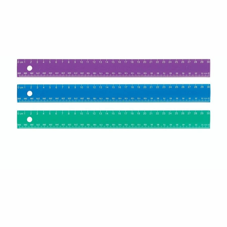 Ypo Ruler Westcott 300mm/30cm Jewel Coloured Plastic Ruler - 30.48 cm Length x 2. ...