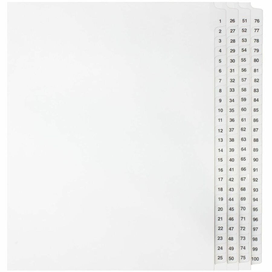 Mark Maker White Legal Index Tabs # 1-100, 1/25th Cut, With