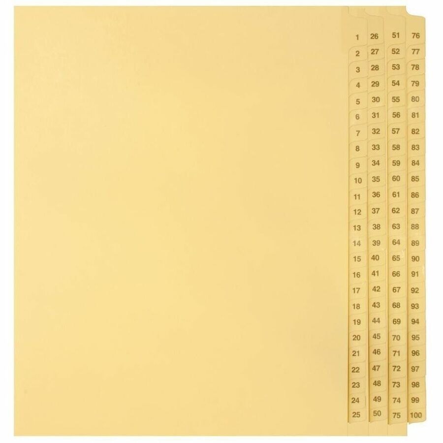 Mark Maker Buff Legal Index Tabs # 1-100, 1/25th Cut, With Numbered ...