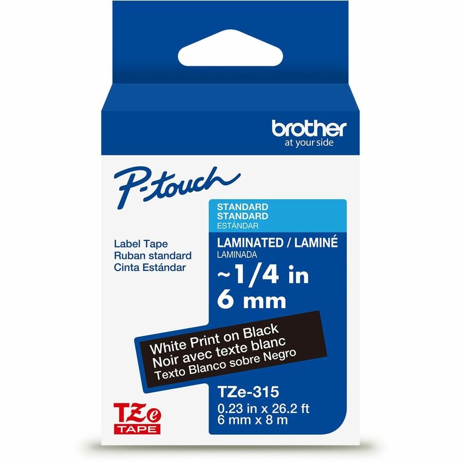 Brother Genuine P-touch TZe315 WHT on BK Label Tape, Laminated, 6mmX8m ...