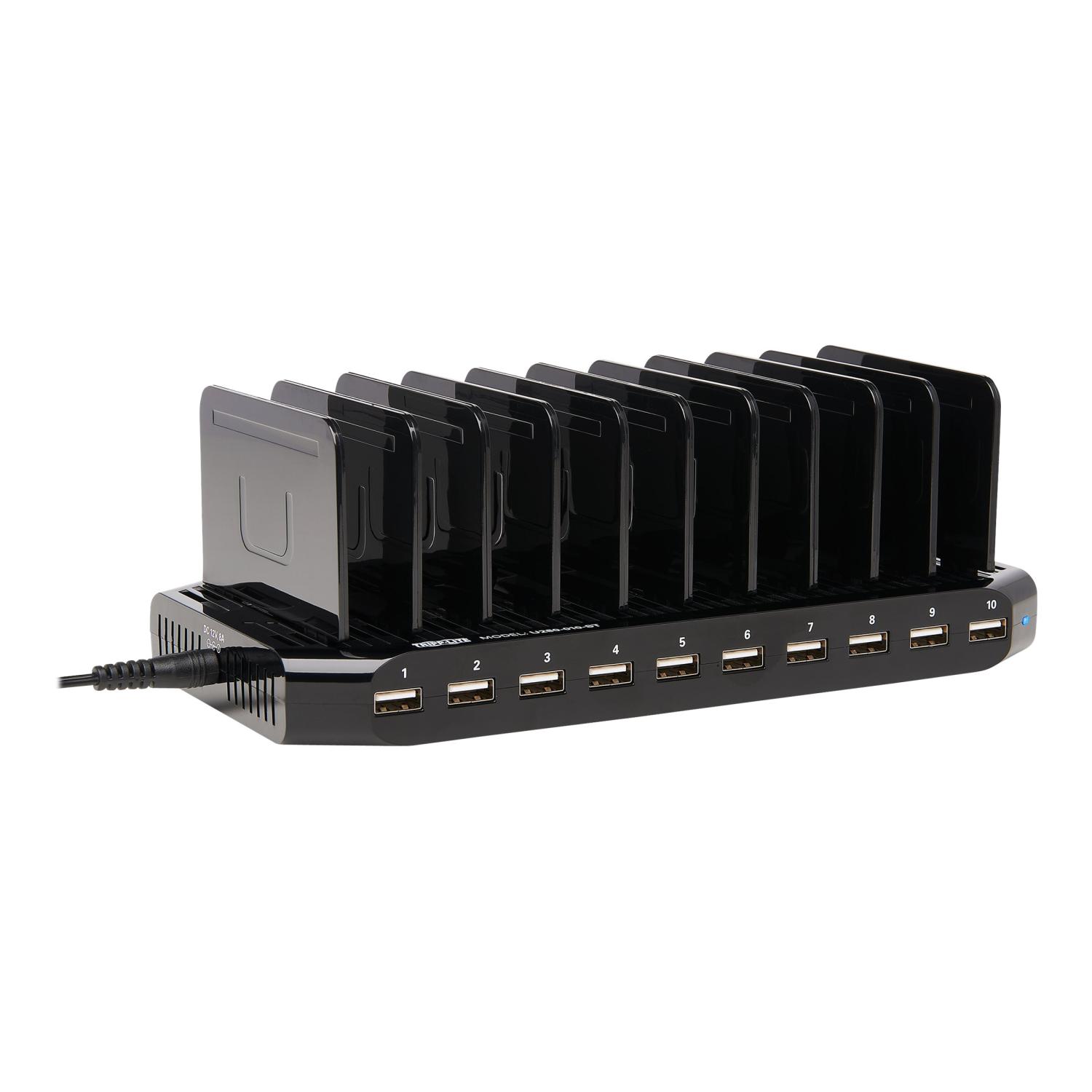 Tripp Lite 10-Port USB Charging Station Hub w Adjustable Storage Tablet ...