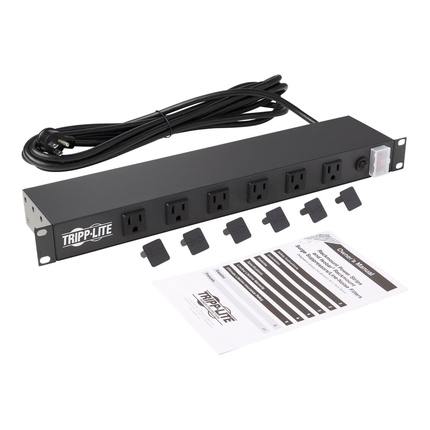 Tripp Lite Power Strip Rackmount Metal 120v 5 15r Right Angle 12 Outlet 1u Power Distribution