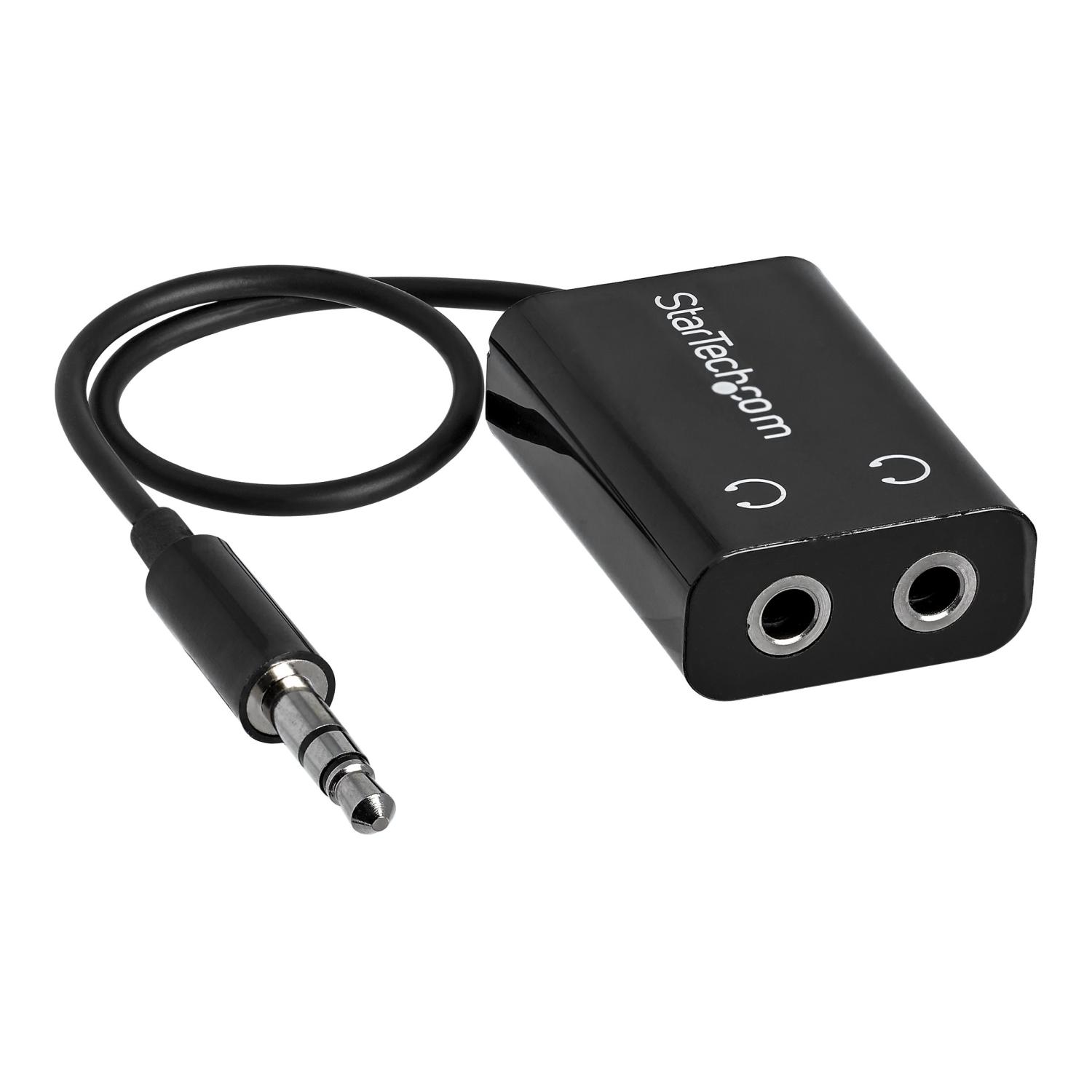 StarTech.com Black Slim Mini Jack Headphone Splitter Cable Adapter - 3 ...