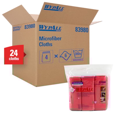 WypAll Microfibre General Purpose Cloths with Microban Protection, Red, 6/PK ALL PURPOSE  15.75" X 15.75" 