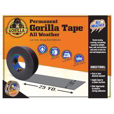 Gorilla Permanent All-Weather Duct Tape, Black, 48 mm x 22.8 m  