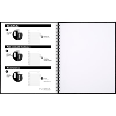Cambridge Hardcover Lined Notebook, Black, 9 1/2" x 11", 96 Sheets 96 RULED SHEETS BLACK