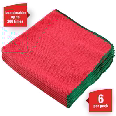 WypAll Microfibre General Purpose Cloths with Microban Protection, Red, 6/PK ALL PURPOSE  15.75" X 15.75" 