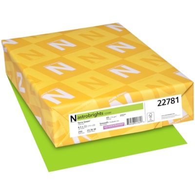 Neenah Astrobrights Cover Paper, Terra Green, Letter-Size, FSC Certified, 65 lb., Ream FSC LASER INKJET GUARANTEED 
