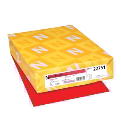 Neenah Astrobrights Cover Paper, Re-Entry Red, Letter-Size, FSC And Green Seal Certified, 65 lb., Ream 250/PK RE-ENTRY RED 30% PCW FSC & GREEN SEAL CERTIFIED