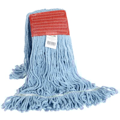 Vadrouille synthétique à extrémités bouclées Globe Commercial Products, bande large rouge, bleu, 20 oz EXTRéMITéS EN BOUCLES  BLEU 