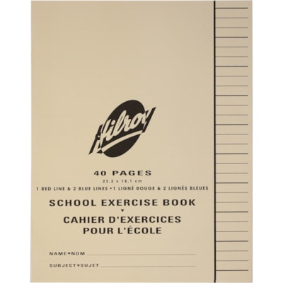 Cahier d'exercices pour l'école Hilroy AVEC MARGE  40 PAGES LIGNE; BLEU/BLEU/ROUGE (RBBR)