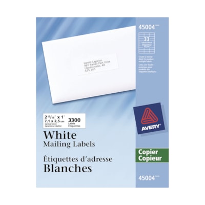 Avery 45004 Mailing Labels - For Copiers, White, 2 13/16