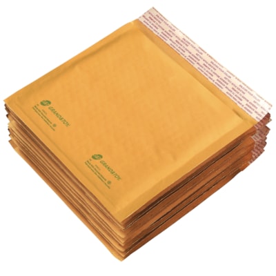 Grand & Toy Self-Adhesive Bubble Mailers, Kraft, CD/DVD-Size, 7 1/4" x 7 1/8", 12/PK  