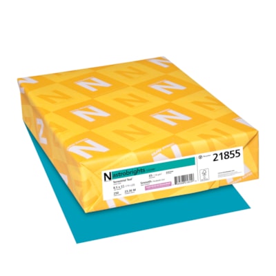 Neenah Astrobrights Cover Paper, Terrestrial Teal, Letter-Size, FSC And Green Seal Certified, 65 lb., Ream 250/PK 30% PCW FSC & GREEN SEAL CERTIFIED