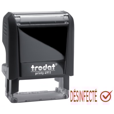 Trodat 4911 Covid-19 French Message Stamp, Désinfecté 4911 FRENCH STAMP  RED INK UP TO 65% POST-CONSUMER RECYCL
