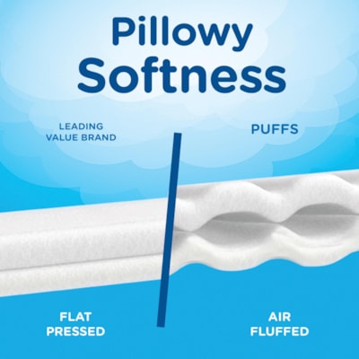 Puffs 2-Ply Plus Lotion Flat Box Facial Tissue, White, Box of 124 Sheets, Pack of 4 Boxes  