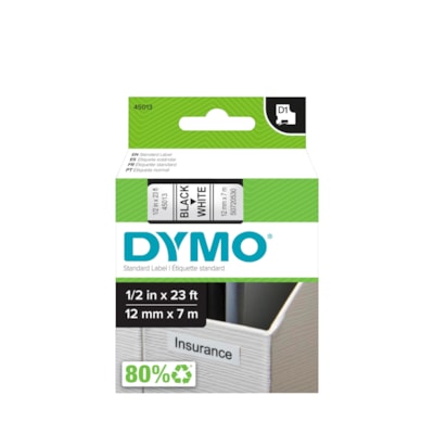 Cassette de ruban pour étiqueteuse D1 DYMO, impression noir sur blanc, 12 mm x 7 m POUR LABELMAKER 12MM 23PI DYMO 1000 2000 3500 4500 5000