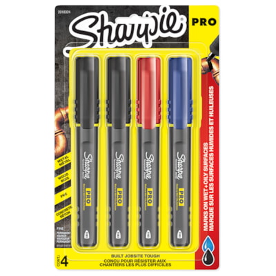 Marqueur permanent Sharpie PRO, couleurs assorties, pointe fine, emb. de 4  