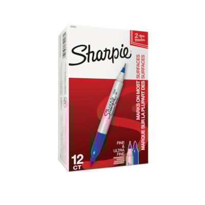 Marqueur permanent Sharpie Twin-Tip, bleu, pointe fine et ultra-fine  
