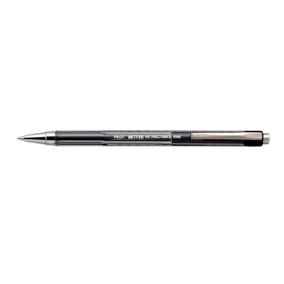 Pilot Better Retractable Ballpoint Pen, Black, Fine FINE  REFILLABLE CLEAR BARREL FINGER GRIP USES RFB REFILL