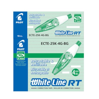 Pilot Begreen Retractable and Refillable White Line RT Correction Tape, Box of 10 RETRACTABLE REFILLABLE