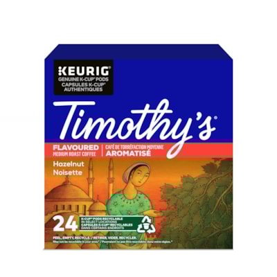 Timothy's® Single-Serve Coffee K-Cup Pods, Hazelnut Flavoured, Box of 24  