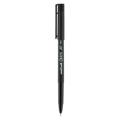 Uniball Onyx Rollerball Pens, Black, Micro 0.5 mm, Box of 12 MICRO .5MM LINE BLK PLASTIC BARREL& CAP DISPOSABLE SANFORD