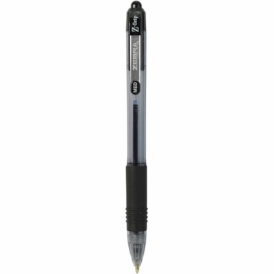 Zebra Z-Grip Retractable Ballpoint Pens - 1 mm (0.04") Medium Pen Point - Retractable - Black Ink - Black Barrel - 1 Each MEDIUM POINT  1.0 