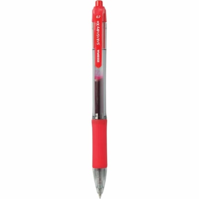 Zebra SARASA dry X20 Retractable Gel Pen - 0.7 mm (0.03") Medium Pen Point - Refillable - Retractable - Red Ink - Pigment-based - Translucent Barrel - 1 Dozen W/RUBBER GRIP 