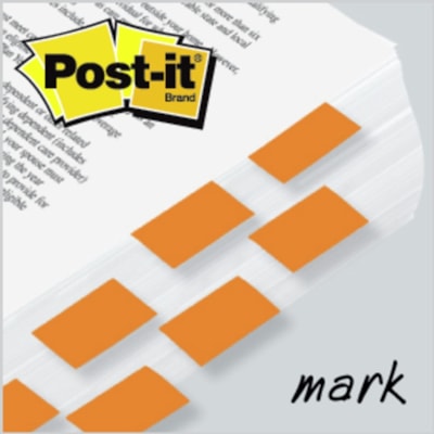 Post-it® Flags - 100 x Orange - 1" (25.40 mm) Flag/Note Width x 1 3/4" (44.45 mm) Flag/Note Length - Rectangle - Unruled - Orange - Removable, Tab - Dispenser Included - 100 / Pack 1" WIDE  50/DISPENSER 